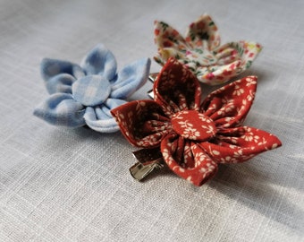 Flower hair barrette / fabric flower / Girls flower hairclip / girls baby woman / crocodile clip