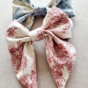 Gros noeud toile de jouy , barrette