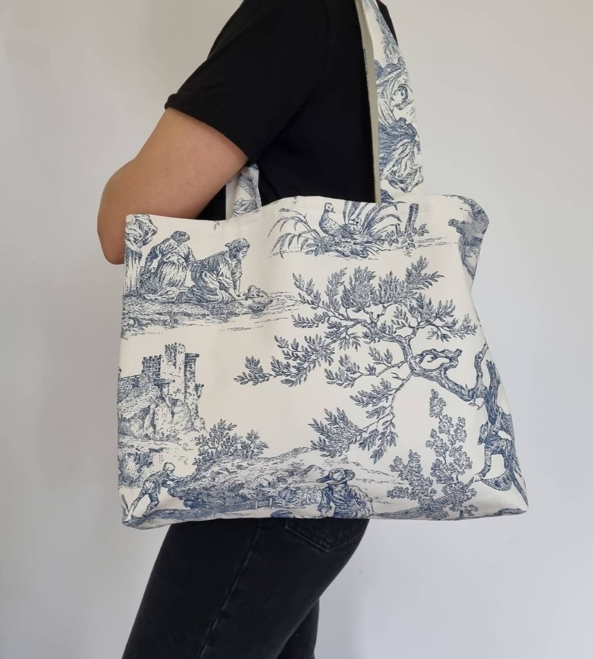 Sac toile de Jouy bleu