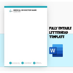 Membrete médico, plantilla de membrete para médico, plantilla de membrete, diseño de membrete médico, membrete médico editable Microsoft Word