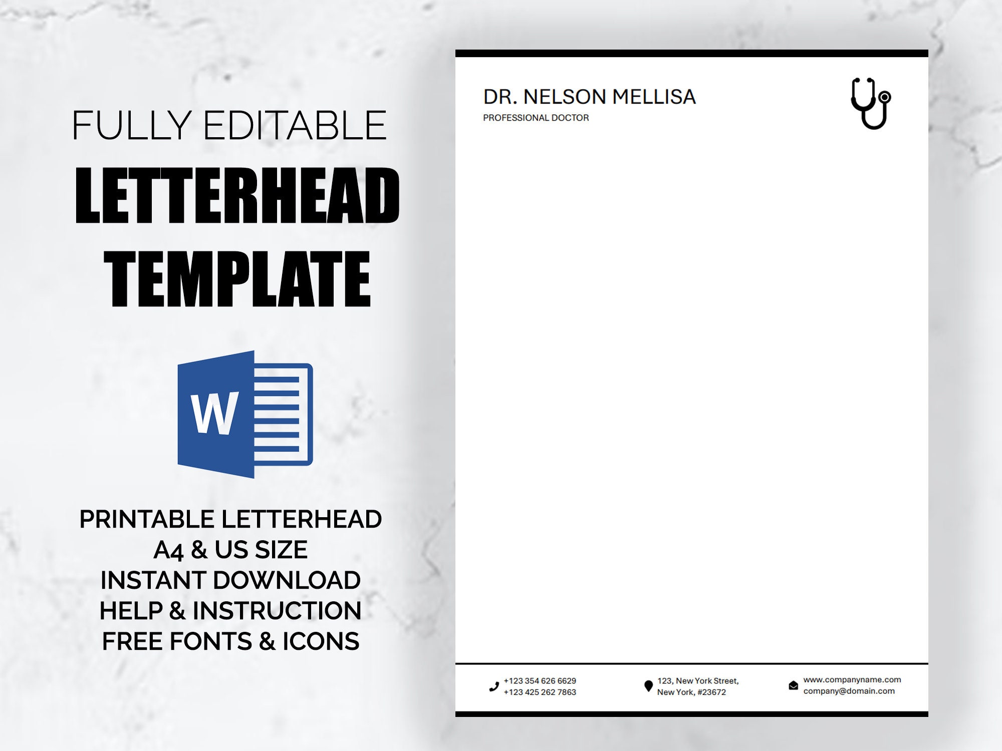 Doctor Letterhead Letterhead Template Letterhead Design - Etsy