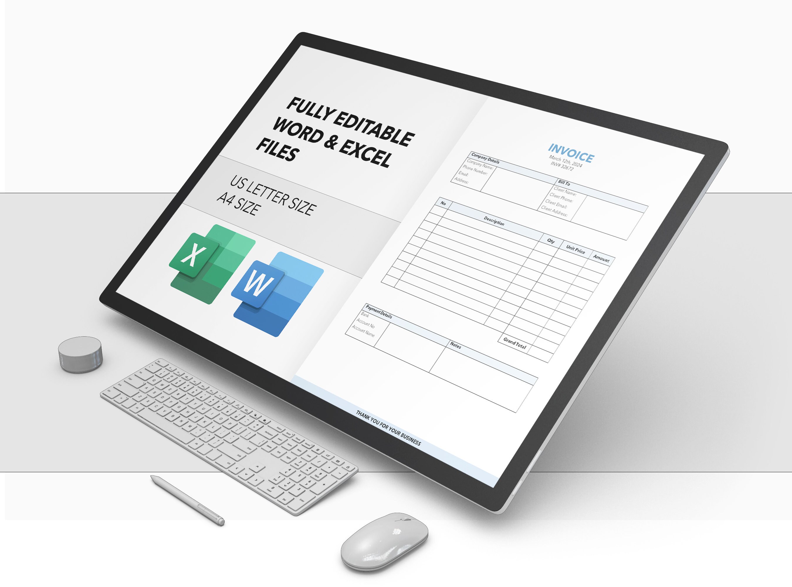 Editable Invoice Template Word, Business Invoice Template Word