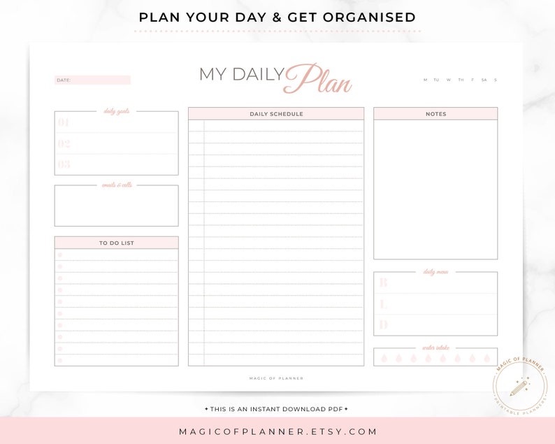 Daily Planner Printable Daily to Do List Daily Planner - Etsy