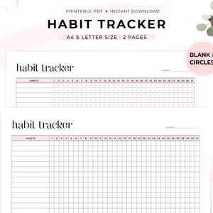 Printable Habit Tracker, Habit Tracker, Monthly Habit Tracker, Daily Habit Tracker, Habit Tracker Template, Goal Planner, A4, Letter Size