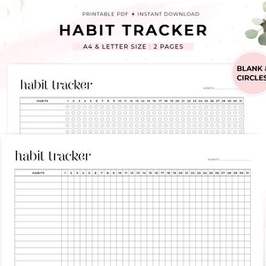 Habit Tracker, Monthly Habit Tracker, Daily Habit Tracker, Printable Habit Tracker, Minimalist Habit Tracker, Goal Planner, A4, Letter Size