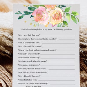 Who Knows The Bride & Groom Best Game Pink Gold Roses Bridal Shower Game Printable Bachelorette Party Wedding Shower Game Virtual Bridal