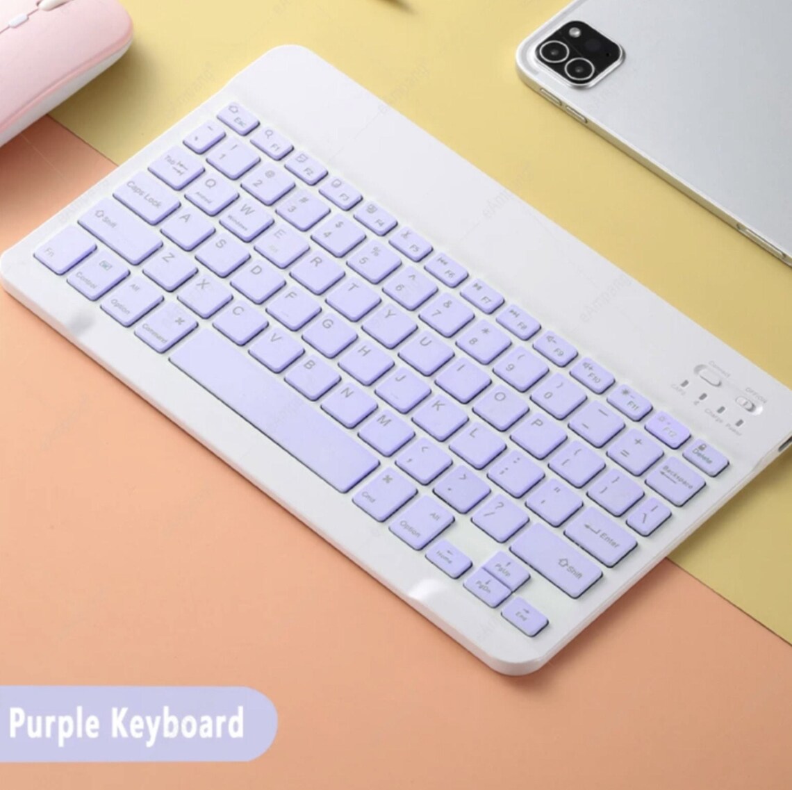 Cute Purple Wireless Bluetooth iPad Keyboard&Mouse For English Etsy