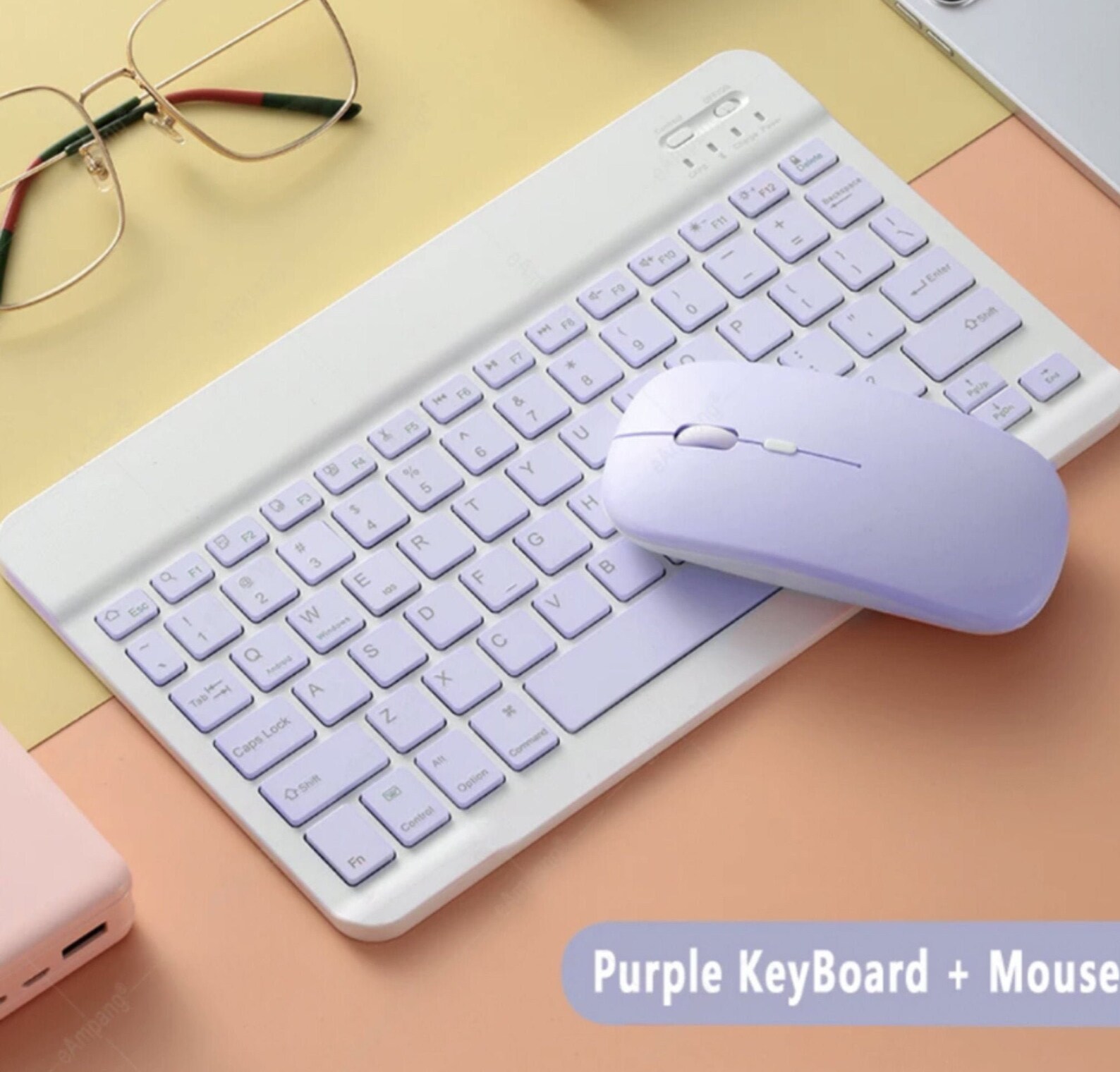 Cute Purple Wireless Bluetooth iPad Keyboard&Mouse For English Etsy