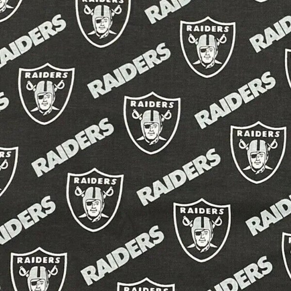 NFL Raiders Black licensed 100% cotton fabric, football