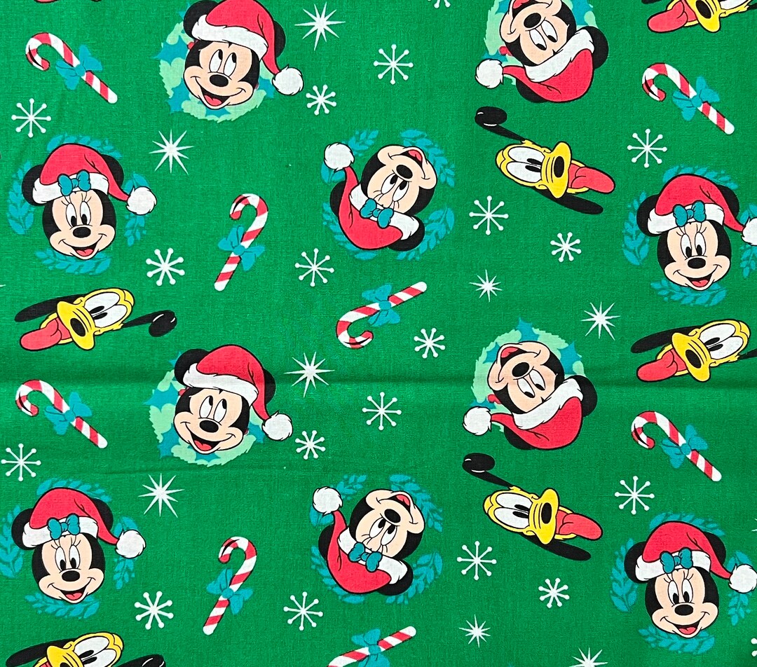 Mickey Mouse Holiday Wreaths Christmas Cotton Fabric Disney 100% Cotton ...