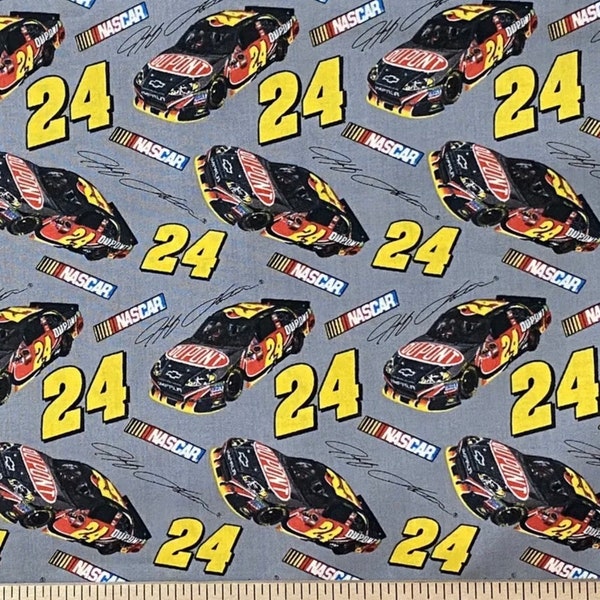 Nascar Jeff Gordon #24 Licensed 2012 cotton fabric sold by the HALF YARD approx 18"x44" 100% cotton fabric OOP! Gray