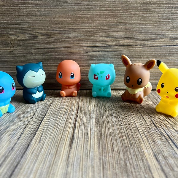 Pokémon Bath Toys Bath Squirters Pikachu Squirtle Bulbasaur Charmander Eevee Snorlax (set of 6)