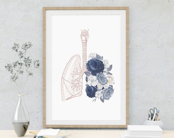 Doctor Gift | Doctors day gift | Flowery Lungs | Human Anatomy Art | Anatomy Poster | Lungs |  Botanical Anatomy Print | Medical Student