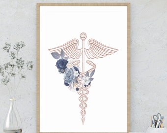 Caduceus | Caduceus Art | Caduceus Symbol | Doctor Office  Decor | Medical Symbol | Gift for Doctor | Doctor Graduation Gift | Digital Gift