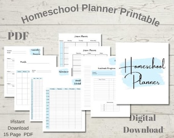 Homeschool Planner Organizer 15 Printable Pages | Schedules | Activity Logs | Field Trip