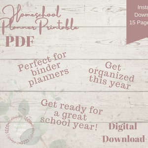 Homeschool Planner Organizer Printable 15 Pages | Back to School | Pre ...