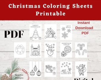 Christmas Coloring Pages Printable | 12 Kid's Coloring Pages | Christmas Printable | Santa
