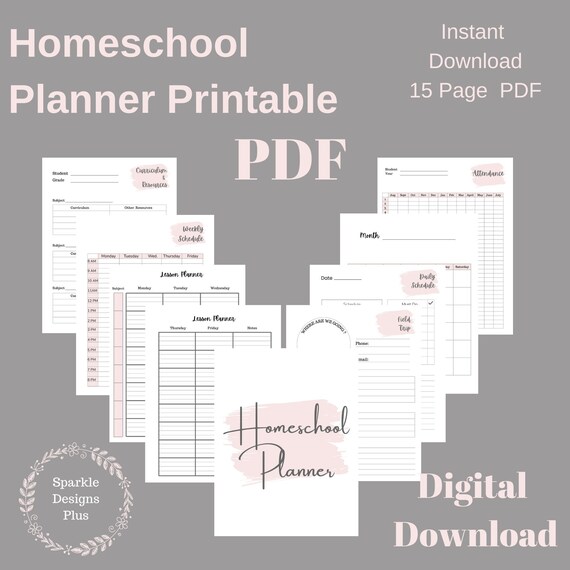 Homeschool Planner Printable 15 Pages | Etsy