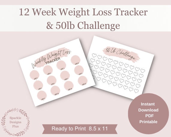 12 Week Printable Weight Loss Goal Tracker and 50lb Challenge - Etsy