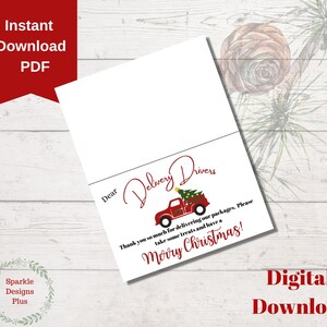 Delivery Driver Printable Thank You Sign | Christmas Snack Sign | Package Delivery Red Truck | Holiday