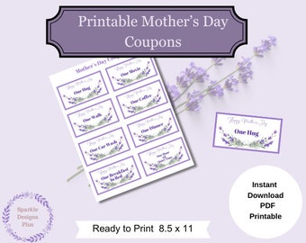 Mother's Day Lavender Printable Coupons for Moms Grandmothers