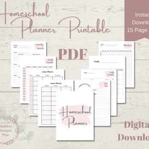 Homeschool Planner Organizer Printable 15 Pages image 1