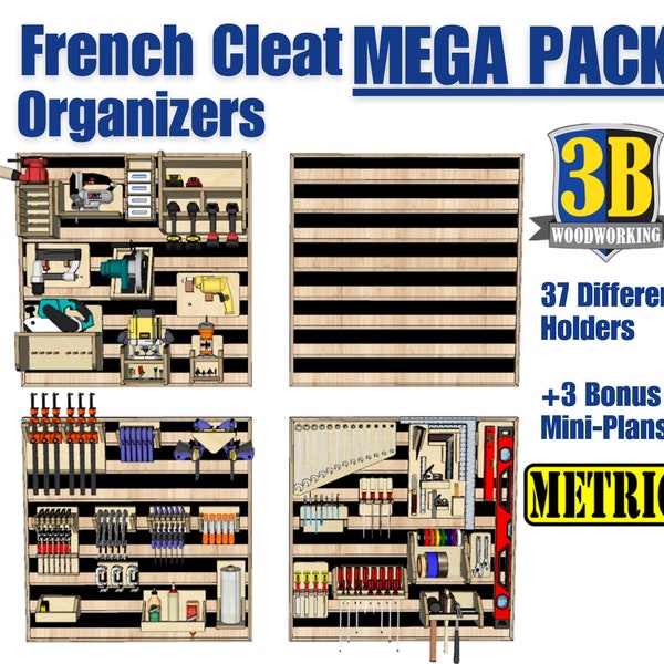 Französische Cleat Organizers Mega Combo Metrische Baupläne / Holzbearbeitungspläne / Digitaler Download