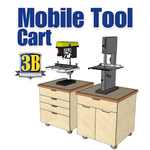 Mobile Workstation Workshop Cart Build Plans / Drill Press Stand/ Planer Stand/ Workshop Cabinet/ Woodworking Plans / Digital Download