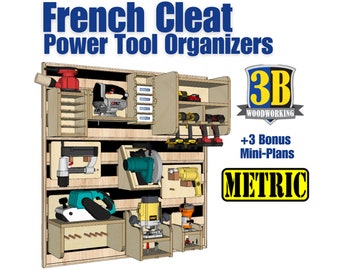 French Cleat Power Tool Organizers Metric Build Plans / Charging Station / Woodworking Plans