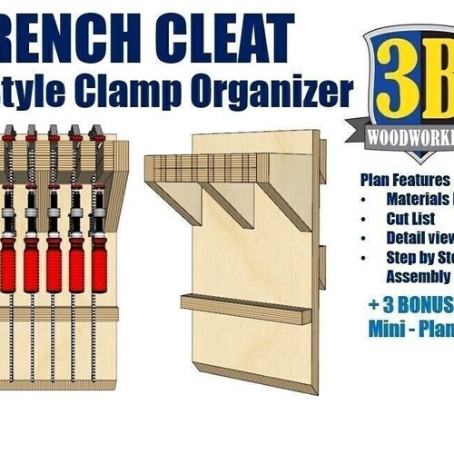 French Cleat Bar Clamp Organizer Build Plans Clamp Rack Etsy