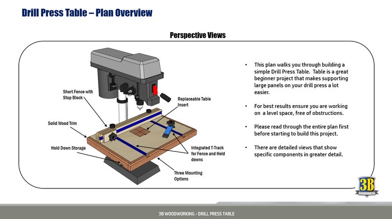 Drill Press Table using T-Track and Material Hold Down's