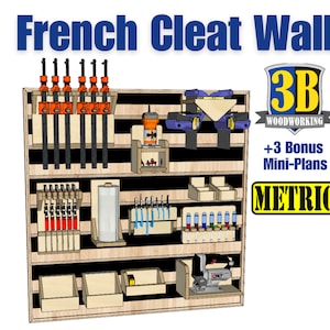French Cleat Tool Wall Organizer Plans: Metric Woodworking (Digital Plans)