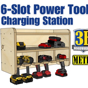 Power Tool Charging Station Build Plans: Cordless Drill Organizer (Metric) (Digital Download)