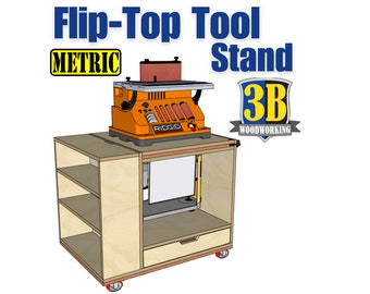 Flip Top Tool Stand - Metric Build Plans | Woodworking Plans, Benchtop Sander, Planer stand, digital plans