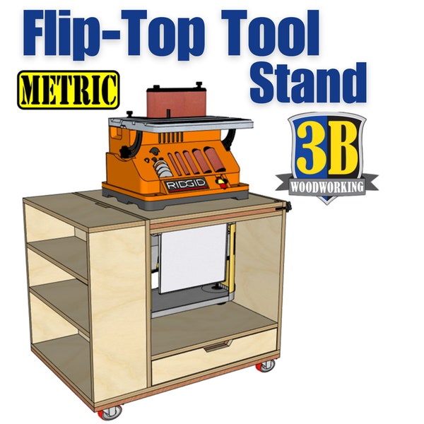 Flip Top Tool Stand - Metric Build Plans | Woodworking Plans, Benchtop Sander, Planer stand, digital plans