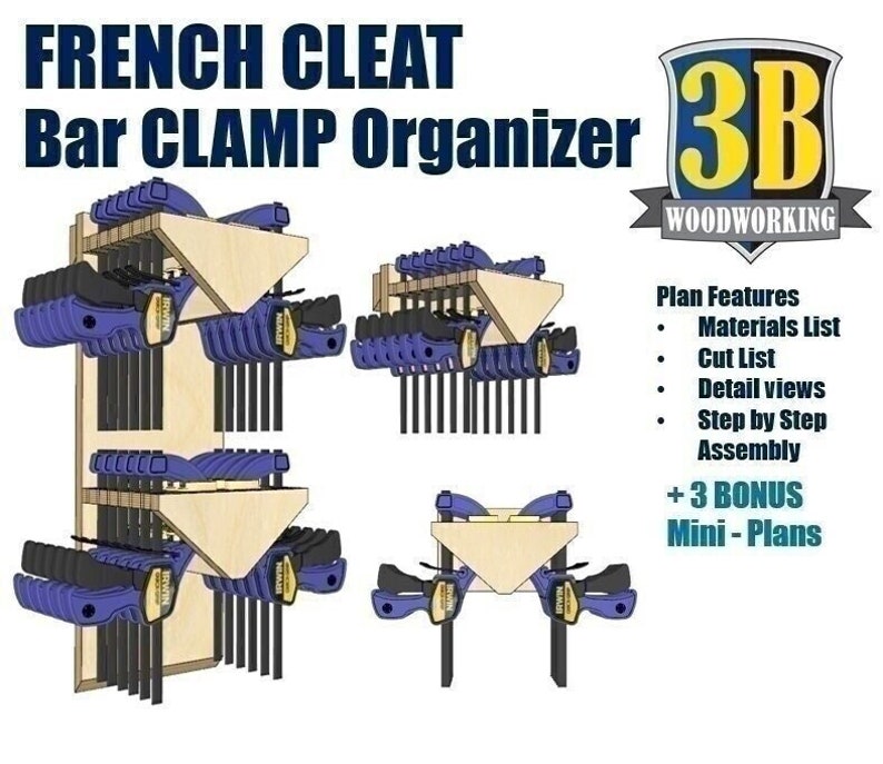 French Cleat Bar Clamp Organizer Build Plans Clamp Rack Etsy UK