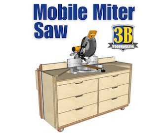 Mobile Miter Saw Station - Build Plans | Woodworking Plans, Miter Saw Workbench