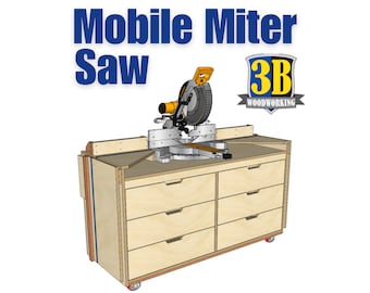 Mobile Miter Saw Station Plans: Woodworking Workbench (Digital Download Woodworking Plans)