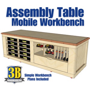 Assembly Table Mobile Workbench, Mobile Workbench, Outfeed Table - Digital Download / Build Plans / Woodworking Plans