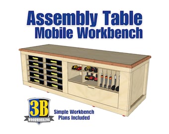 Assembly Table Mobile Workbench, Mobile Workbench, Outfeed Table - Digital Download / Build Plans / Woodworking Plans