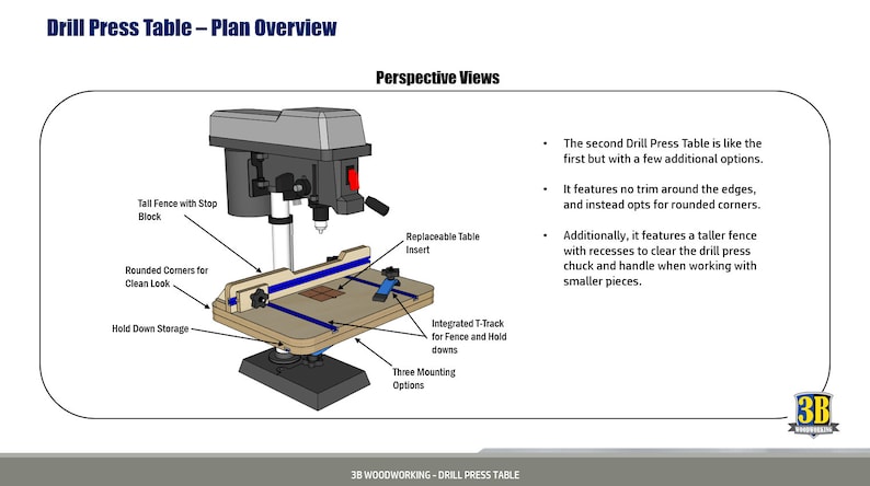 Drill Press Table using T-Track and Material Hold Down's