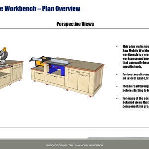 Woodworking plans, workbench plans, table saw workbench, and garage storage solutions.