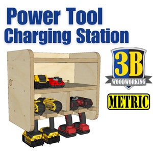 Power Tool Charging Station Build Plans: Cordless Drill Organizer (Metric) (PDF Pattern)