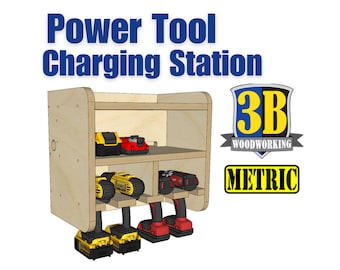 Power Tool Charging Station - Metric Build Plans | Cordless Drill Holder, Drill Charging Station, Power Tool Organizer