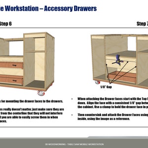 Woodworking plans for a table saw mobile workbench, designed for easy mobility and efficient workspace organization, with built-in storage and a sturdy surface for projects from 3bwoodworking