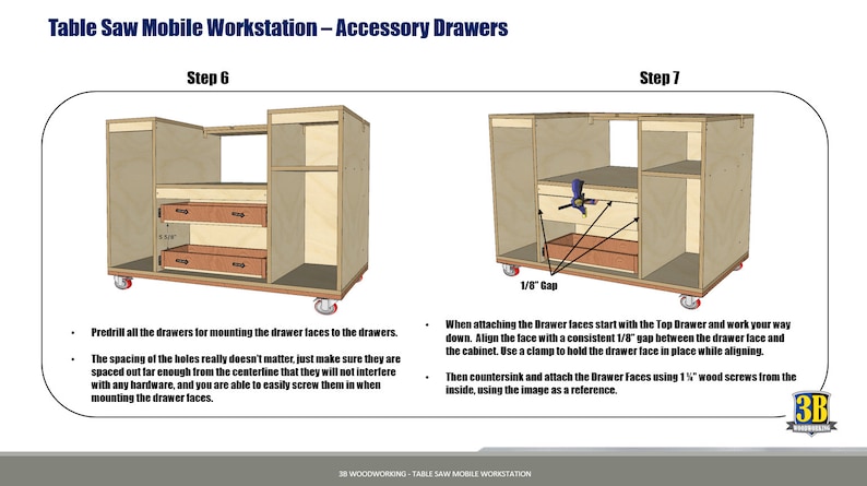 Woodworking plans for a table saw mobile workbench, designed for easy mobility and efficient workspace organization, with built-in storage and a sturdy surface for projects from 3bwoodworking
