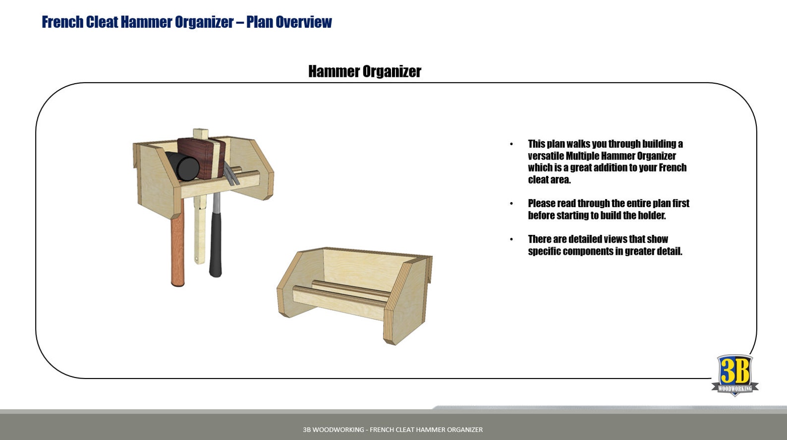 French Cleat Hammer Rack Build Plans Hammer Holder Tool Etsy