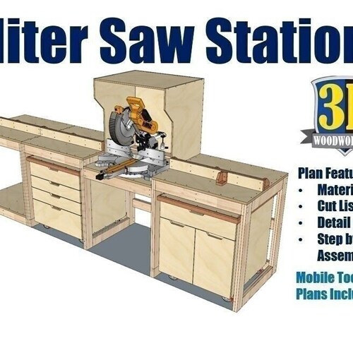 Miter Saw Station Metric Version Build Plans Woodworking Etsy
