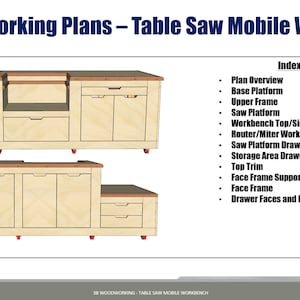 Woodworking plans, workbench plans, table saw workbench, and garage storage solutions.