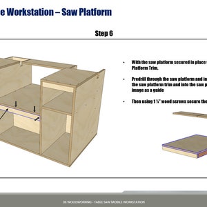 Woodworking plans for a table saw mobile workbench, designed for easy mobility and efficient workspace organization, with built-in storage and a sturdy surface for projects from 3bwoodworking